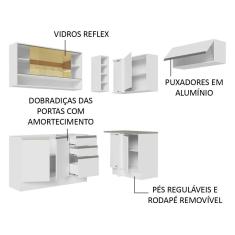 Armário de Cozinha Completa de Canto 349cm Branco Glamy Madesa 06