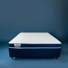 Cama Box Casal com Colchão Guldi Duplo Plus D28 Branca e Azul