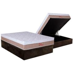 Cama Box Baú Casal: Colchão Ortopédico Orthoflex Foggia Premier + Base Crc Suede Brown(138X188)