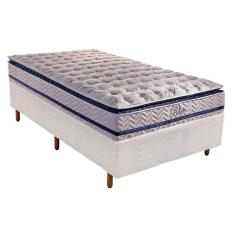 Cama Box Solteiro: Colchão Molas Ensacadas Paropas Masterpocket Blue + Base Rústico White(88X188)