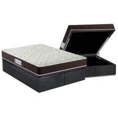 Cama Box Baú Queen Kit Colchão Espuma D33 Suede Poliéster 158x198x52cm Preto Probel