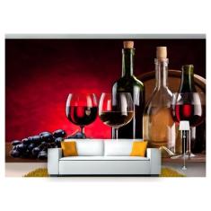 Papel De Parede Barril Vinho Cacho De Uva 3D Al121 - Você Decora