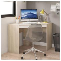 Mesa De Canto Em L Para Escritório Recta Bege Branco Caemmun