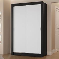 Guarda Roupa Solteiro Vivare 2 Portas de Correr 2 Gavetas MDP Preto-Branco Madesa