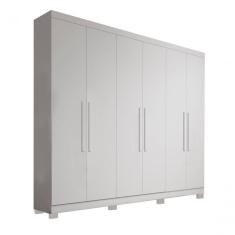 Guarda Roupa Solteiro Sergipe 6 Portas de Bater 2 Gavetas MDP branco Bianchi Móveis