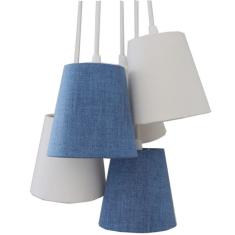 Lustre Pendente Cacho Jeans Crie Casa Azul e Bege