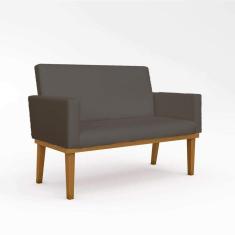 Sofá Namoradeira Com Base Reforçada Luxo Em Cinza