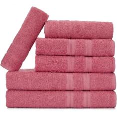 Jogo De Toalhas Gigante Itália Soft 2 Banhão + 2 Rosto + 2 Tapete Luxo 100% Algodão Rosê