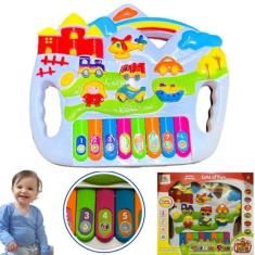 Brinquedo PIANINHO Musical Bebe infantil kids com luz e som TRANSPORTES animais piano BANDINHA didático educativo interativo PARA CRIANÇAS ESTIMULA APRENDIZADO 15 teclas 26cm (BRANCO)