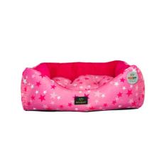 Cama para Cachorro Quadrada em Poliéster Estrela Rosa Grande (GG) 50 x 50 cm