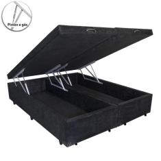 Cama Box Baú King Bipartido Suede Preto Com Pistão A Gás - Imperium do