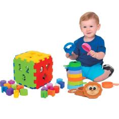 Kit De Brinquedos Educativos Cubo Didático + Empilha