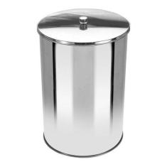 Lixeira Office Redonda Com Tampa Em Aço Inox 5 Litros - JSN, Cinza
