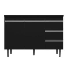 Balcão de Cozinha Madrid para Pia de 120cm Preto - Montanaris Decor - 