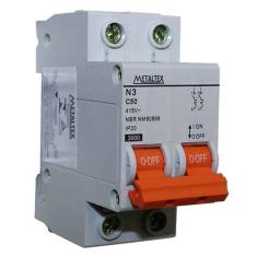 Mini Disjuntor C Bipolar 50A Metaltex, Branco