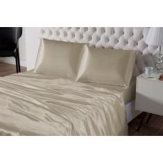 Jogo de lençol cetim casal queen 4 peças cama box seda varias cores - 