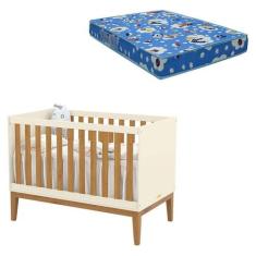 Berço Americano Unique Off White Freijó Eco Wood com Colchão Ortobom -