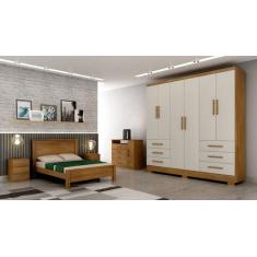 Guarda Roupa Solteiro com Pés 6 Portas 6 Gavetas - Encant-Cumaru off w