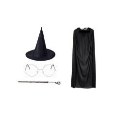 Fantasia Bruxo 4 Peças Adulto Halloween Festas