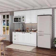 Cozinha Compacta 4 Portas 3 Gavetas Emily Branco/Calcare