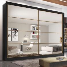 Guarda-Roupa Casal Mademarques Sevilha com 2 Portas, 6 Gavetas, 10 Prateleiras e Espelho - 228cm de largura 