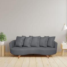 Sofá Fixo 2 Lugares 200x85x100cm Capri Cinza/Pé Imbuia