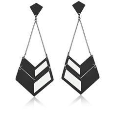 Brinco Vivid Pendente Triangular Folheado Ródio Negro