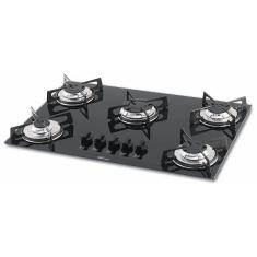 Fogão Cooktop Fischer 5 Bocas Gás Mesa Vidro Preto 1642-6985 
