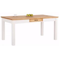 Mesa de Jantar em Madeira com Toque Acetinado Coleção England Branco /natural