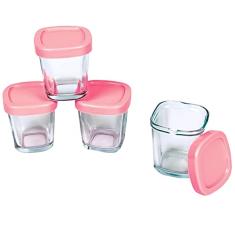 Potes de vidro para armazenamento de leite materno - Clingo, Clingo, Rosa