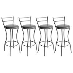 Conjunto De 4 Banquetas Alta Home De Aço De Carbono Preto
