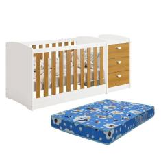 Berço Americano Multifuncional Atlanta Branco Fosco Savana Com Colchão Physical - Reller Móveis Branco Fosco Savana