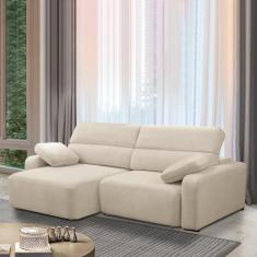 Sofá Decorativo Sala de Estar Ibiza 3 Lugares 260cm Reclinável e Retrá