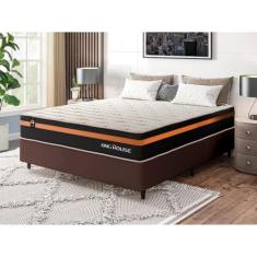 Conjunto Cama Box c/ Molas Ensacadas Sirius Preto Casal 138x188x65