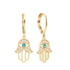 Brinco De Argolinha Mão De Fatima Folheado A Ouro 18K