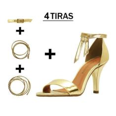 Sandália Troca Tira Salto Alto Fino Luiza Sobreira Ouro Mod. 1374-2, 3