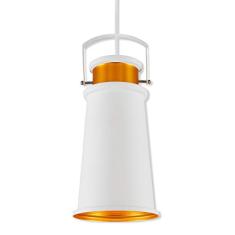 PENDENTE BARTÔ BRANCO/DOURADO 1E27 19X36CM