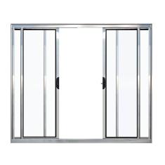 Janela 4 folhas 1,00x1,50 sem grade no alumínio brilhante