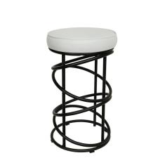 Banqueta Para Cozinha com Almofada no Assento Londres Compoarte Preto/Branco