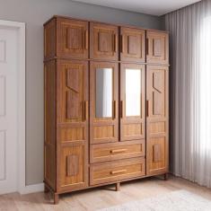 Guarda-Roupa Solteiro com Espelho 8 Portas 2 Gavetas Rio Branco - Rodm