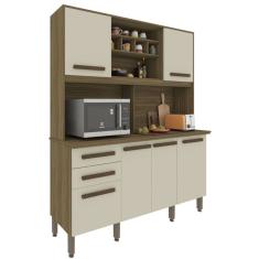 Cozinha Compacta Luna Em MDP 6 Portas 2 Gavetas Imop Móveis Nogal Off White