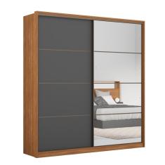 Guarda-Roupa Casal com Espelho Belga Flex 2 Portas 3 Gavetas Amendola e Grafito