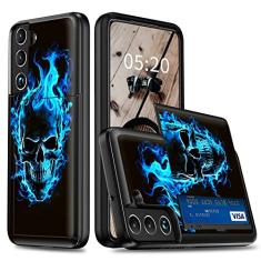 RAUEDWDJS Capa carteira para Samsung Galaxy S22 Plus 2022, Galaxy S22+ Plus de 6,6 polegadas com compartimento para cartão, TPU macio híbrido de camada dupla e policarbonato rígido à prova de choque