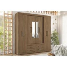 Guarda Roupa 8 Portas e 4 Gavetas c/ Pés e Espelho Nápoles Atacama - S