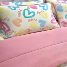 Jogo de Lençol 2 Peças Solteiro Malha 100% Algodão Brisa Love Rosa 