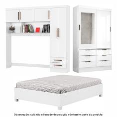 Guarda Roupa Casal Modulado Sevilha 5 e 2 Portas 8 Gavetas com Espelho e Cama Casal Carioca Móveis