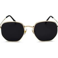 Óculos Hexagonal Unissex Ótima Qualidade Lente Preta