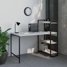 Escrivaninha com Estante 3 Prateleiras Estilo Industrial 135cm Active Yescasa Branco Chess