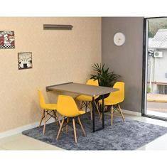 Conjunto de Mesa Dobrável Retrátil 120 x 75 Volpi + 4 Cadeiras Eiffel - Amarela