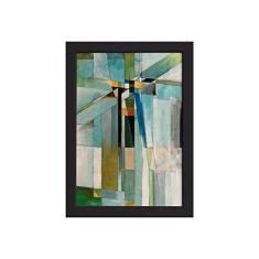 Quadro Abstrato Geométrico Pintura Moldura Preta 33x43cm